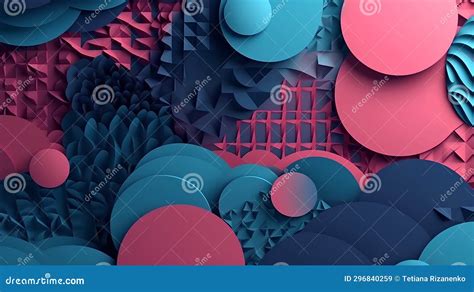 Abstract Two-color Pink and Blue Geometric Background with Circles ...