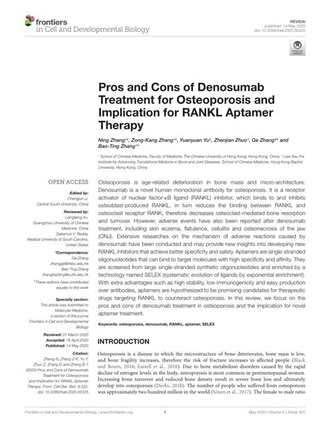 (PDF) Pros and Cons of Denosumab Treatment for Osteoporosis and Implication for RANKL Aptamer ...