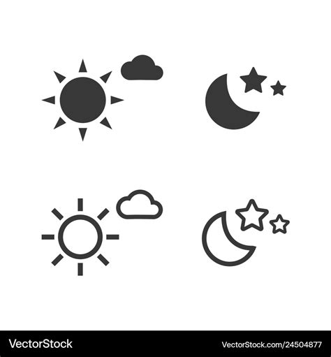 Day and night icons filled and lined style Vector Image