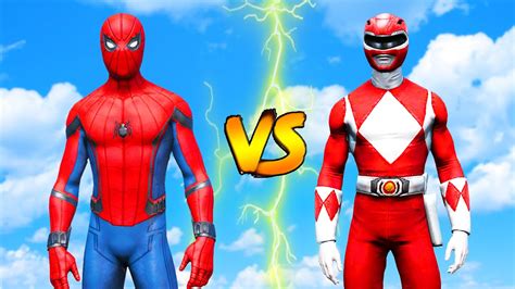 Spiderman VS Red Power Rangers - Superheroes Epic Battle - YouTube