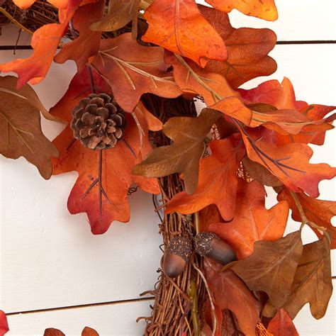 Autumn Artificial Oak Leaf Wreath - Wreaths - Floral Supplies - Craft Supplies - Factory Direct ...