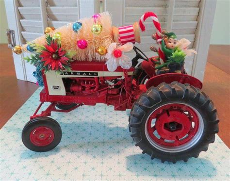 Image of Wonderful Vintage Red Tractor Christmas Decoration | Vintage ...