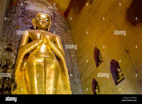 Buddha image inside Ananda temple, Bagan, Myanmar Stock Photo - Alamy