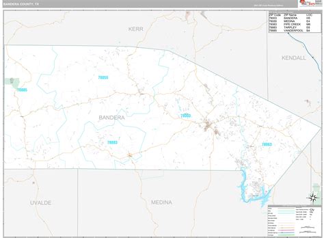 Bandera County, TX Wall Map Premium Style by MarketMAPS - MapSales