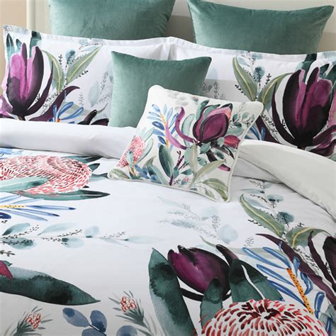 Bianca Protea Cotton Sateen Quilt Cover Set | Temple & Webster