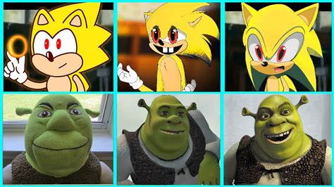 Sonic The Hedgehog Movie Super Sonic vs SHREK Uh Meow All Designs ...