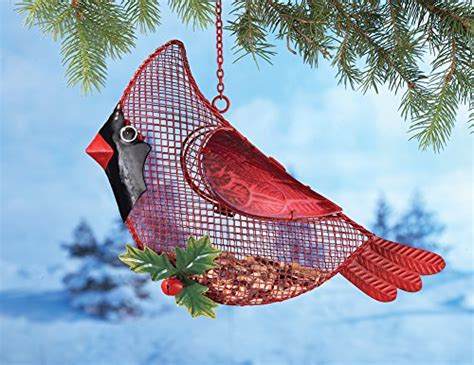 Red Cardinal Glass Wings Christmas Winter Outdoor Bird Feeder Holiday Decoration