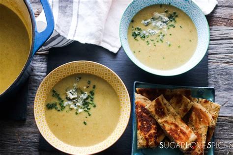 Romanesco Broccoli Soup with Blue Cheese and Chives - SugarLoveSpices