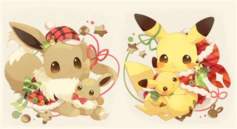 pikachu and eevee (pokemon) drawn by ushiina | Danbooru