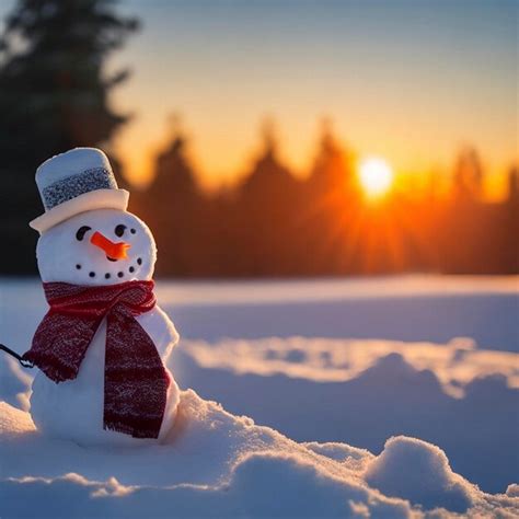 Premium AI Image | Snowman in a snowy landscape