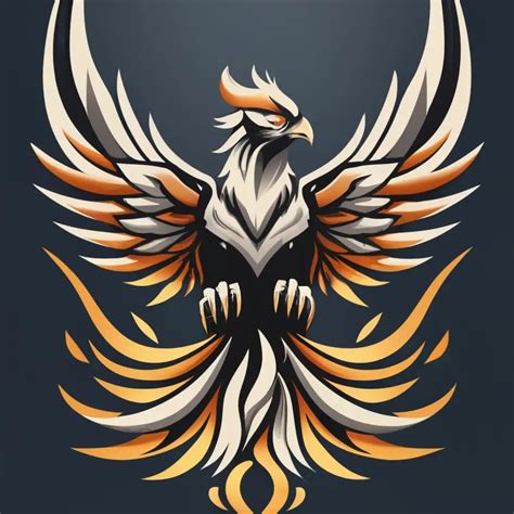 LOGO Design For Phoenix Rising Elegant Black Gold White and Grey Emblem of Renewal | AI Logo Maker