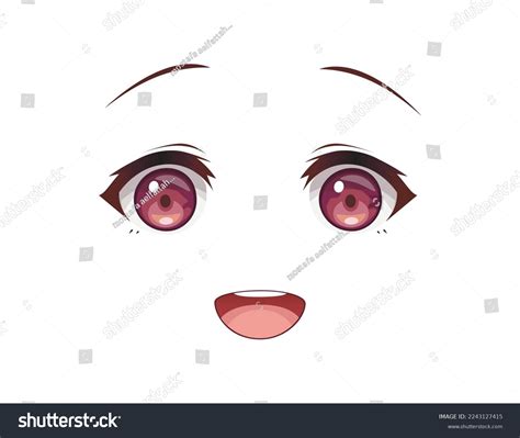 Cute Happy Anime Girl Face Stock Vector (Royalty Free) 2243127415 ...