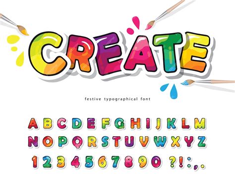 Premium Vector | Cartoon colorful font for kids. Creative paint alphabet.