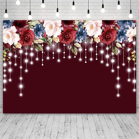 Amazon.com : Sendy 7x5ft Burgundy Happy Birthday Backdrop for Girls Gold Glitter Floral ...