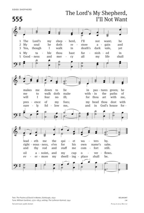 Christian Worship: Hymnal 555. The Lord's my shepherd; I'll not want | Hymnary.org