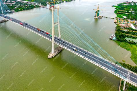 Premium Photo | My Thuan bridge, Vinh Long city, Vietnam, aerial view ...