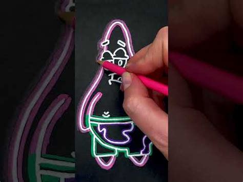 Drawing Patrick Star with Posca Markers! Glow Effect! #Shorts - YouTube