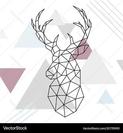 Geometric reindeer low poly line art wild deer Vector Image