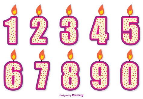 Cute Birthday Number Candle Set 101861 Vector Art at Vecteezy