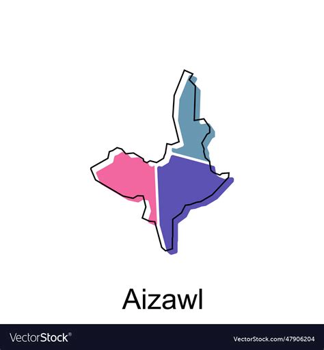 Map of aizawl city the india country Royalty Free Vector