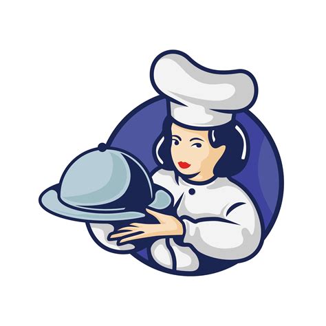 Female Chef Holding Platter with Lid 1241135 Vector Art at Vecteezy