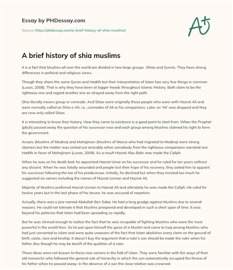 A brief history of shia muslims - PHDessay.com