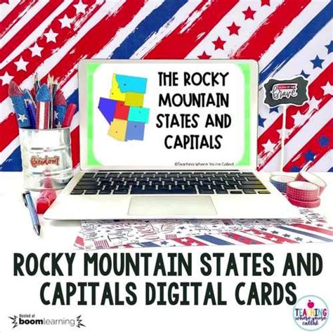 U.S. Rocky Mountain States and Capitals Digital Cards | TPT