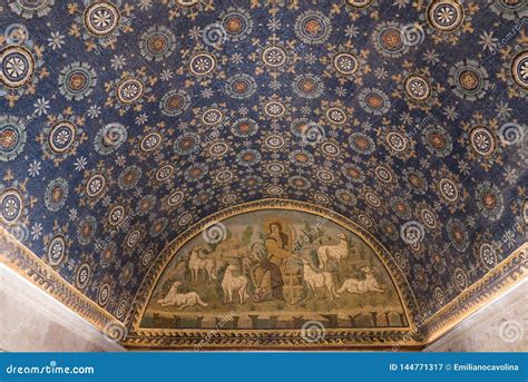 Interior of Mausoleum of Galla Placidia, a Chapel Embellished with Colorful Mosaics in Ravenna ...