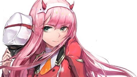 darling in the franxx pink hair zero two with white background 4k hd ...