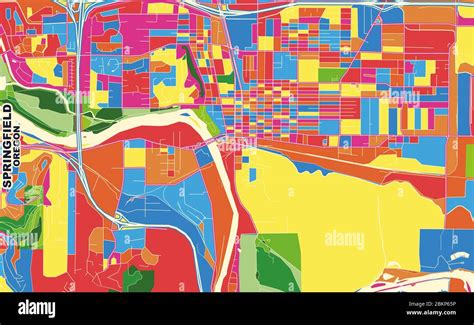 Colorful vector map of Springfield, Oregon, USA. Art Map template for ...