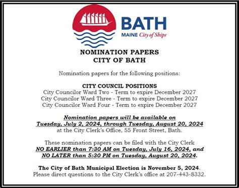 City of Bath, Maine - Official Website - City Council Nomination Papers