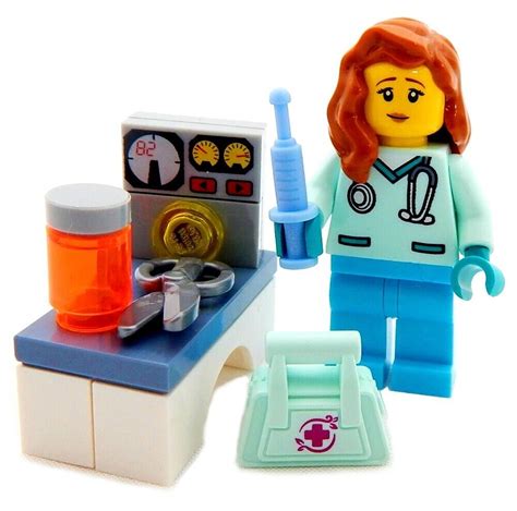 NEW LEGO NURSE MINIFIG hospital medic doctor needle minifigure figure ...