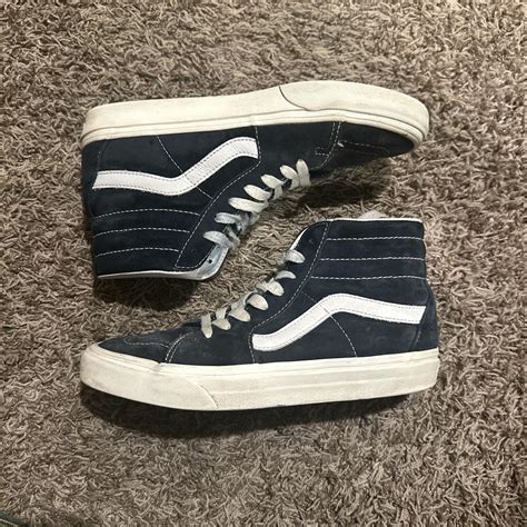 Navy blue high top vans Size 8.5 women’s, 7... - Depop