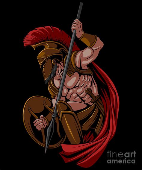 Spartan Warrior With Shield And Spear Digital Art by Mister Tee - Pixels