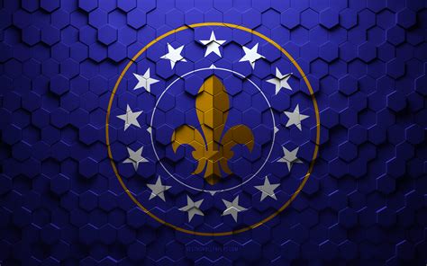 Download wallpapers Flag of Louisville, Kentucky, honeycomb art ...