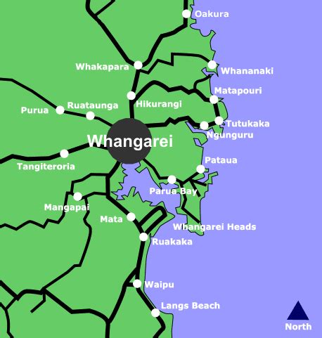 Whangarei Map of New Zealand City | Political Map of New Zealand