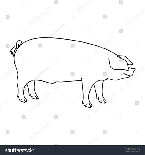 Pig Silhouette Outline Vector Stock Vector (Royalty Free) 256331962 ...