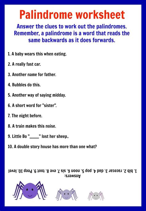 Palindromes - Printable - Worksheets | Printable worksheets, Math practice worksheets, 3rd grade ...