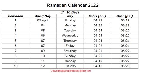 Ramadan Calendar 2022 Vector - RamadanLive