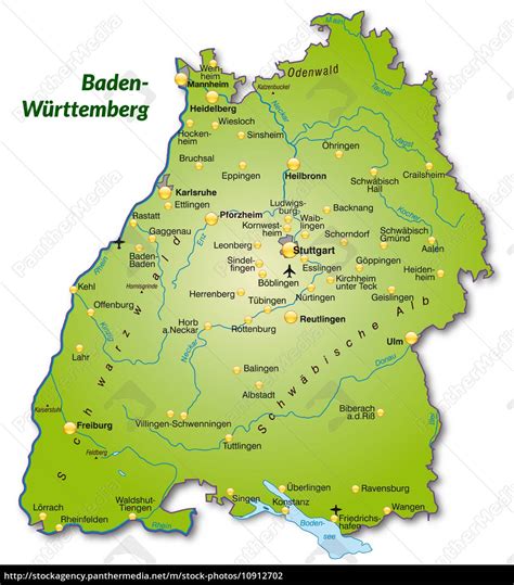 map of baden-wuerttemberg as overview map in green - Stock image ...