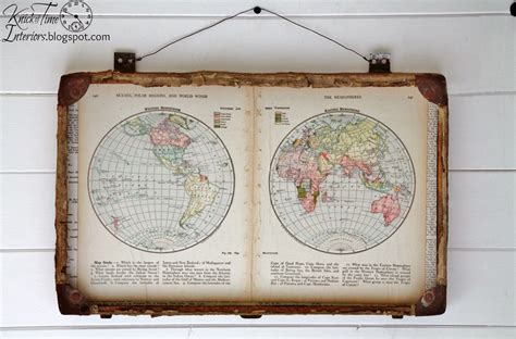 World Travels - Repurposed Antique Suitcase & Map Pages Mixed Media Wall Art | Knick of Time