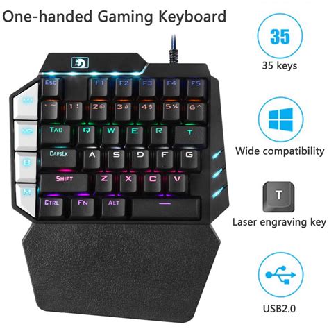 35 Keys Single One Hand Mechanical Gaming Keyboard USB Wired For LOL Gamer - Walmart.com ...