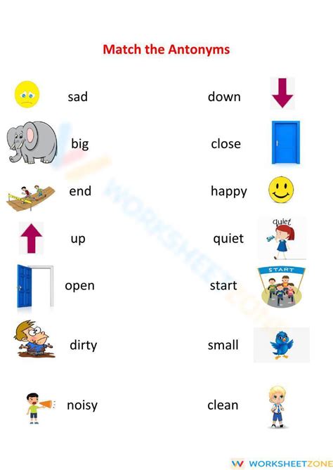 Match The Antonyms Worksheet