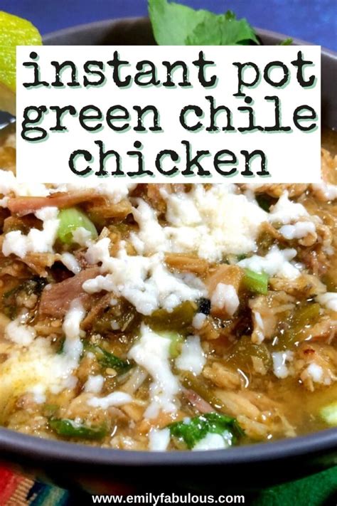 Instant Pot Green Chile Chicken | Verde | Chili | Easy | EmilyFabulous