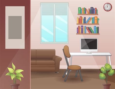 una habitación con un escritorio y una ilustración de computadora 6732228 Vector en Vecteezy