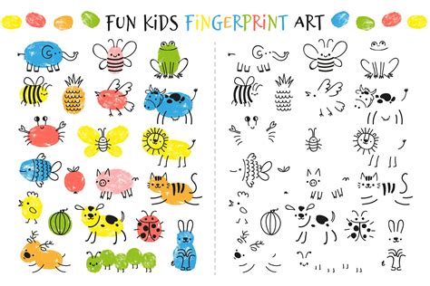 Fingerprint game for kids. Fun educational activity for chil (1104162 ...