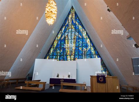 The interior of the Arctic Cathedral (Tromsdalen Church / Tromsøysund ...