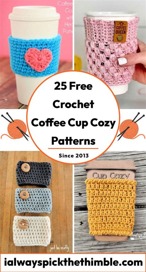 25 Free Crochet Coffee Cup Cozy Patterns