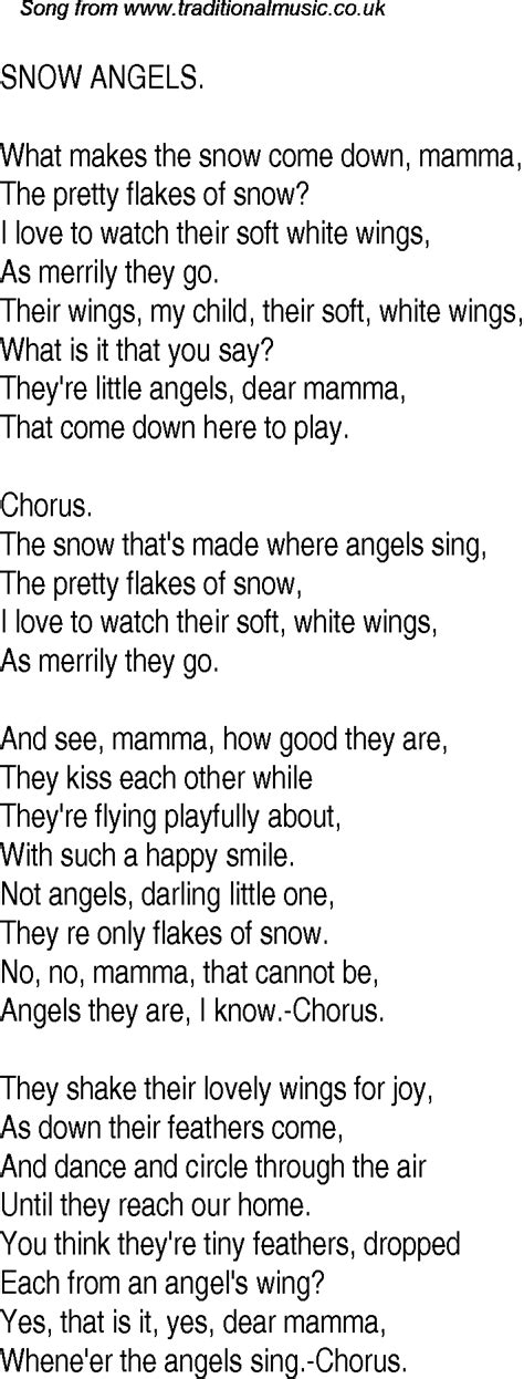 Old Time Song Lyrics for 24 Snow Angels