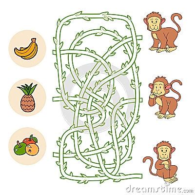 Maze Game (monkey) Stock Vector - Image: 50603456